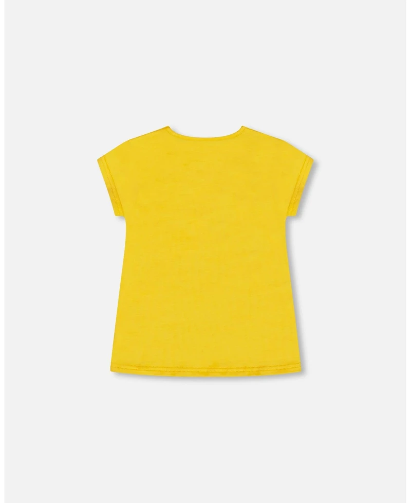 Deux par Deux Toddler Girls Organic Cotton Tee Yellow And Birds - Toddler|Child