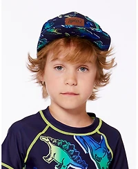 Deux par Deux Boy Printed Cap Blue And Green Dino On Navy - Toddler|Child