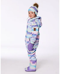 Deux par Deux Big Girls Printed Rain Boots Mauve And Blue, Pink Mountain - Toddler|Child