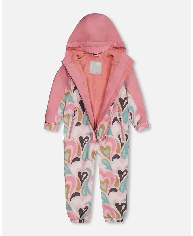 Deux par Kids Unisex Printed Mid-Season One-Piece Outerwear Light Pink With Hearts - Toddler|Child
