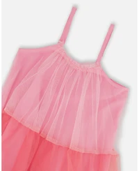 Deux par Toddler Girls Sleeveless Color Block Tulle Dress Pink And Green - Toddler|Child