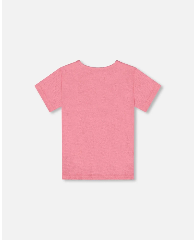 Deux par Toddler Girls Crinkle Short Sleeve Top Candy Pink - Toddler|Child