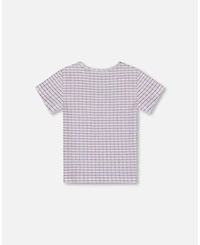 Deux par Deux Toddler Girls Crinkle Top With Applique White Checkered Lilac - Toddler|Child