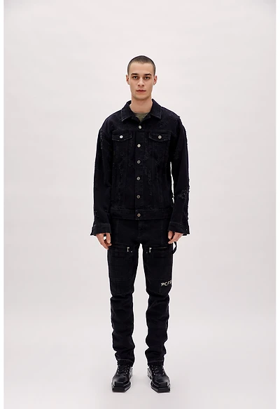 Pcfg Men's Distressed Denim Jacket