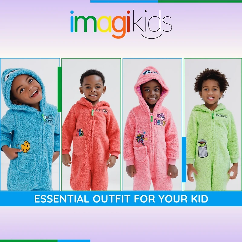 Sesame Street Toddler Boys Cozy Sherpa Zip Up Cosplay Costume Coverall Newborn to (Newborn - 4T