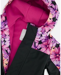 Deux par Deux Toddler Girls Mid-Season One-Piece Outerwear Black With Pink And Orange Flowers - Toddler|Child