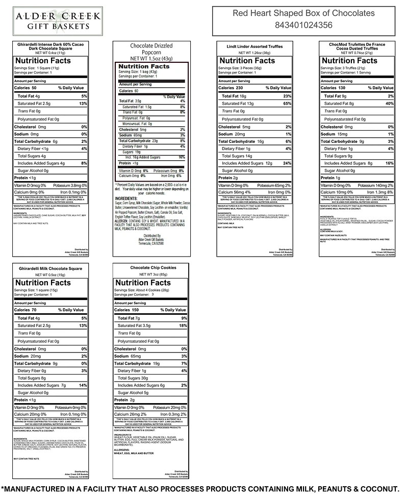 Alder Creek Gift Baskets Red Heart Shaped Box of Chocolates Gift Box, 9 Items