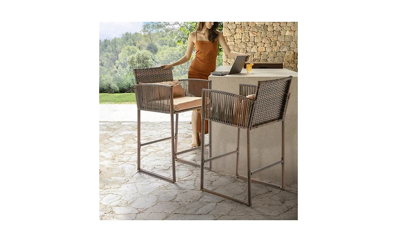 3-Piece Outdoor Patio Bar Set for Garden, Balcony, or Backyard Entertainment