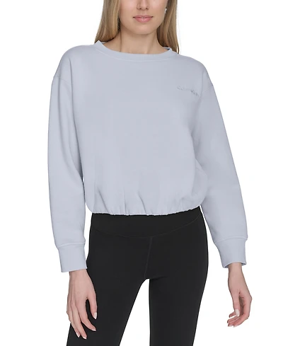 Calvin Klein Women's Logo Fleece Bubble Hem Top