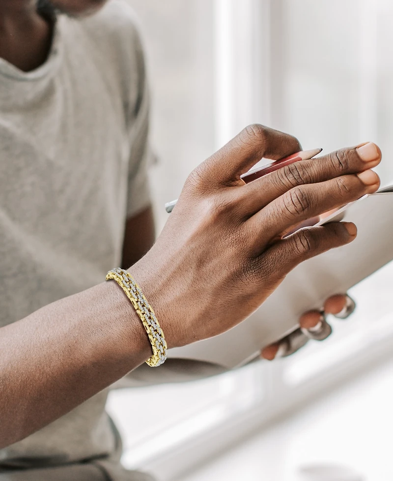 Men's Diamond Pave Wide Chain Link Bracelet (2-1/4 ct. t.w.) in 10k Gold