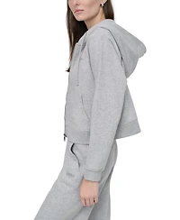 Dkny Sport Women's Studded-Logo Full-Zip Fleece Hoodie