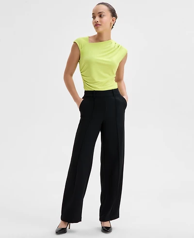 I.n.c. International Concepts Petite High-Rise Straight-Leg Pants, Exclusively at Macy's
