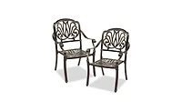 Set of 2 Cast Aluminum Patio Dining Chairs, Stackable Outdoor Bistro Chairs with Armrests for Balcony Backyard Garden Deck