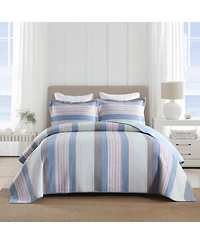 Marcielo 3Pcs 100% Cotton Quilt Bedspread Set Reversible Bedding Striped Queen
