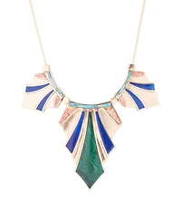 Barse Abstract Art Deco Genuine Multi Stone Golden Pendant Necklace