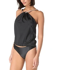 Carmen Marc Valvo High Neck Tankini Top Ruched Side Bikini Bottoms