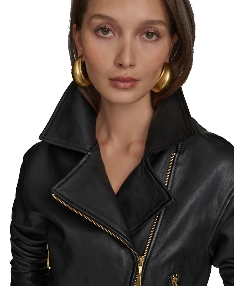Donna Karan New York Women's Asymmetric Leather Moto Jacket