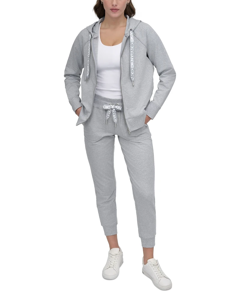 Dkny Sport Women's Two-Tone Zip-Front Long-Sleeve Hoodie