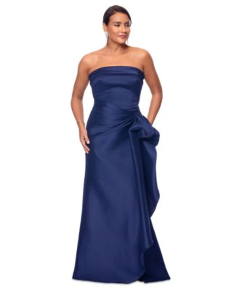 Xscape Womens Gathered Strapless Gown
