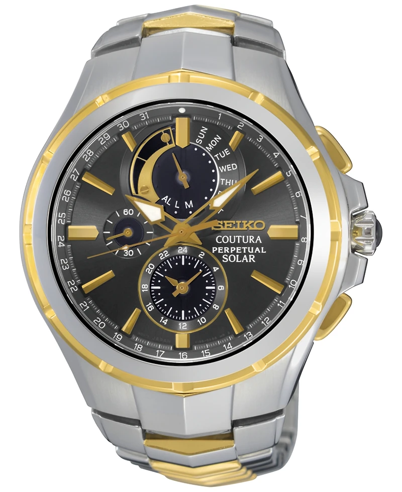 Seiko Men's Solar Chronograph Coutura Two-Tone Stainless Steel Bracelet Watch 44mm SSC376