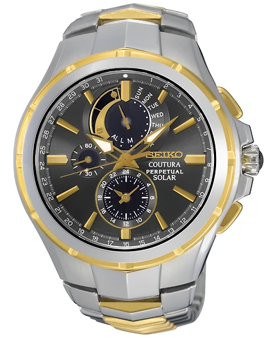 Seiko Men's Solar Chronograph Coutura Two-Tone Stainless Steel Bracelet Watch 44mm SSC376