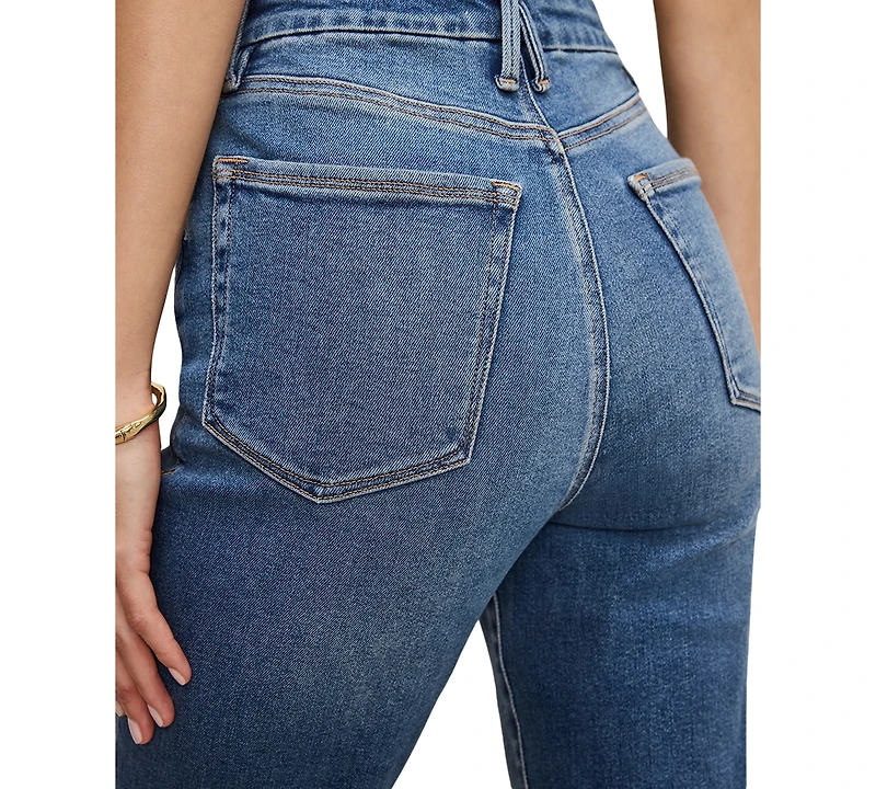 Good American Women's Boy Straight-Leg Cropped Jeans