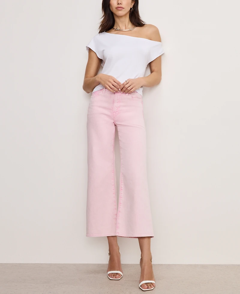 Good American Women's Good Waist Palazzo Cropped Jeans