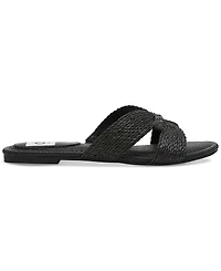 Dv Dolce Vita Women's Geeya Raffia Criss Cross Strap Flat Slide Sandals