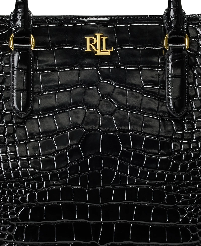 Lauren Ralph Marcy Large Embossed Leather Satchel