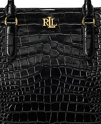 Lauren Ralph Marcy Large Embossed Leather Satchel