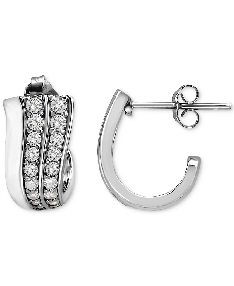 Giani Bernini Pave Cubic Zirconia J Hoop Earrings (7/8 ct. t.w.) in 18k Gold Over Sterling Silver, Exclusively at Macy's