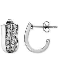Giani Bernini Pave Cubic Zirconia J Hoop Earrings (7/8 ct. t.w.) in 18k Gold Over Sterling Silver, Exclusively at Macy's