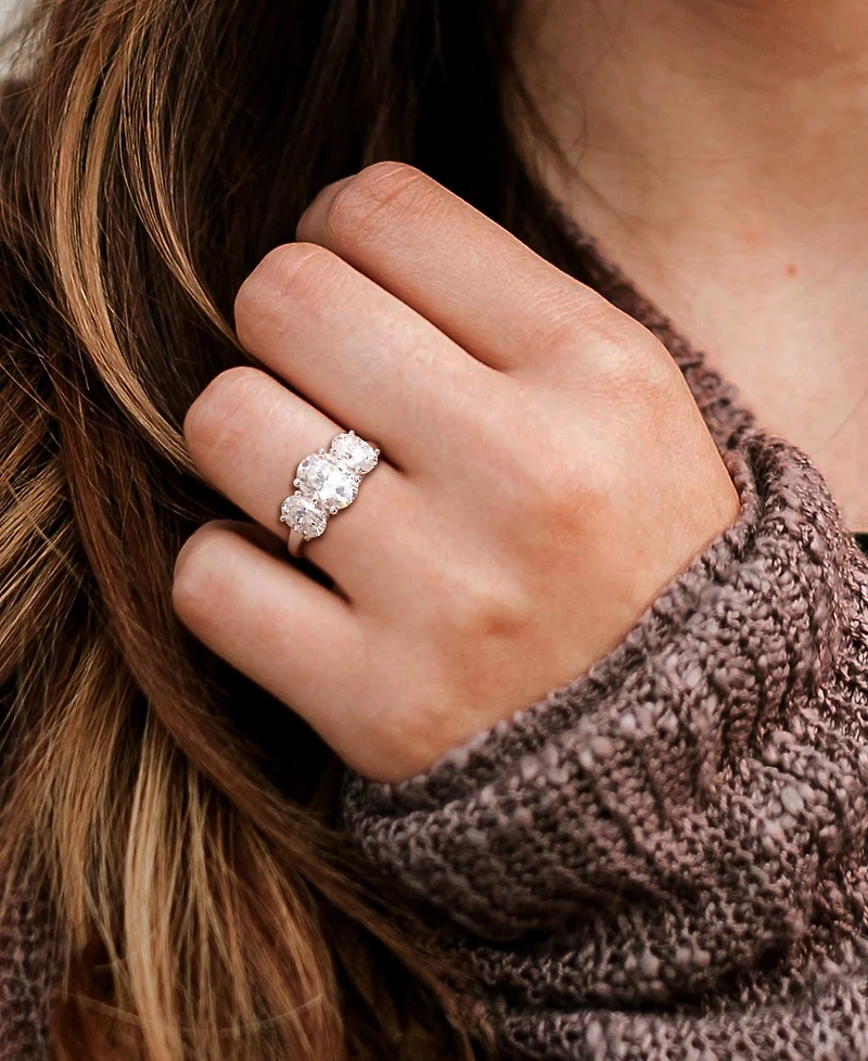 Macy's Moissanite Three Stone Ring (4 ct. t.w.) in Sterling Silver
