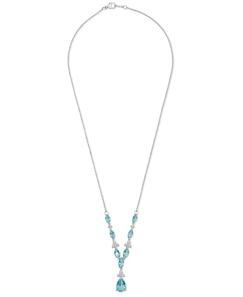 Blue Topaz (8 ct. t.w.) & Diamond (1/10 ct. t.w.) 17" Lariat Necklace in Sterling Silver