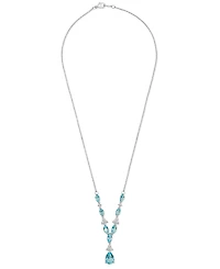 Blue Topaz (8 ct. t.w.) & Diamond (1/10 ct. t.w.) 17" Lariat Necklace in Sterling Silver