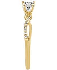 Diamond Three Stone Twist Shank Ring (1 ct. t.w.) in 14k Gold