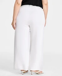 Bar Iii Trendy Plus High-Rise Wide-Leg Ponte-Knit Pants, Created for Macy's