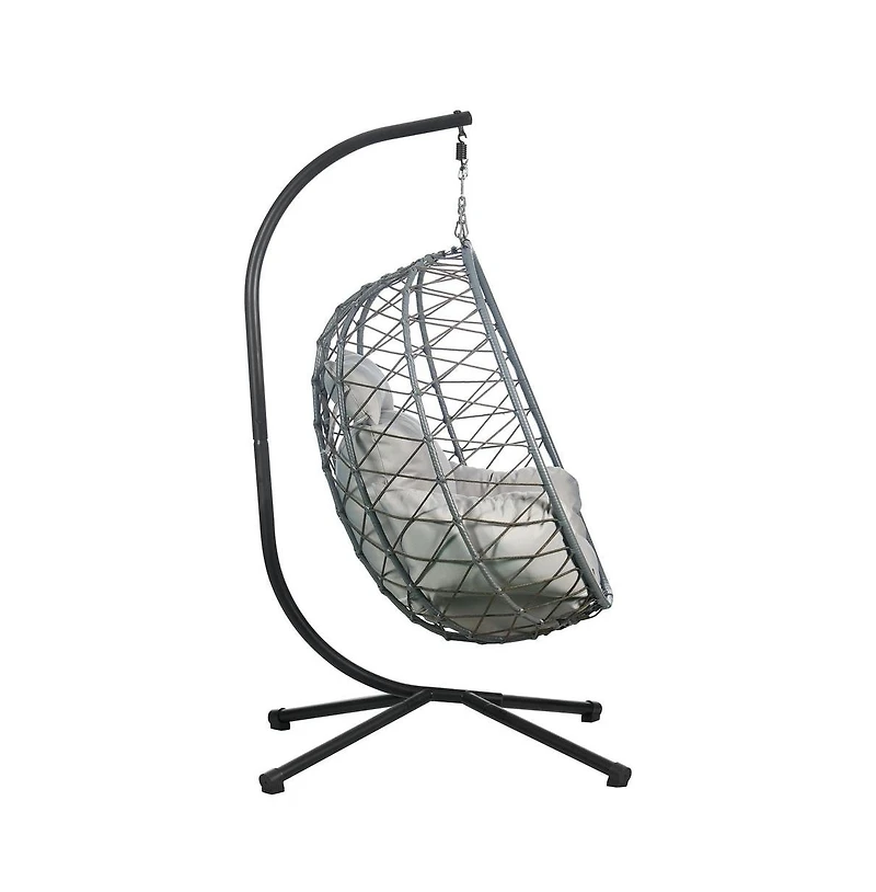 Single Person Egg Swing Chair in Grey Steel Frame With Removable Cushions
