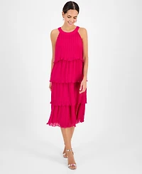 Robbie Bee Women's Round-Neck Sleeveless Tiered Dress