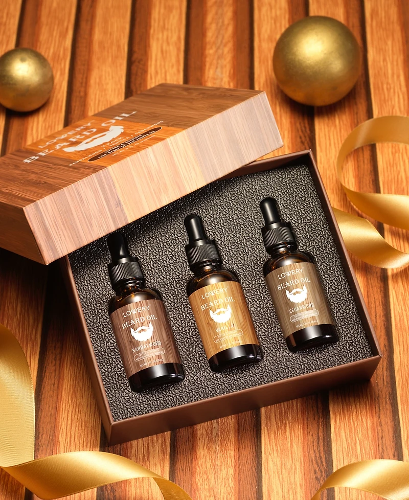 Lovery Men's 3-Pc. Nourishing & Moisturizing Beard Oil Gift Set