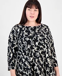 Jm Collection Plus Size Printed High-Low Swing Top, Exclusively at Macy's