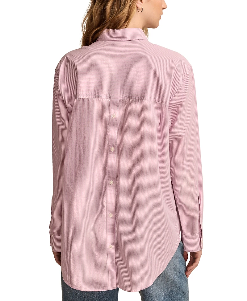 Lucky Brand Women's Cotton Poplin Oversized Button-Back Shirt