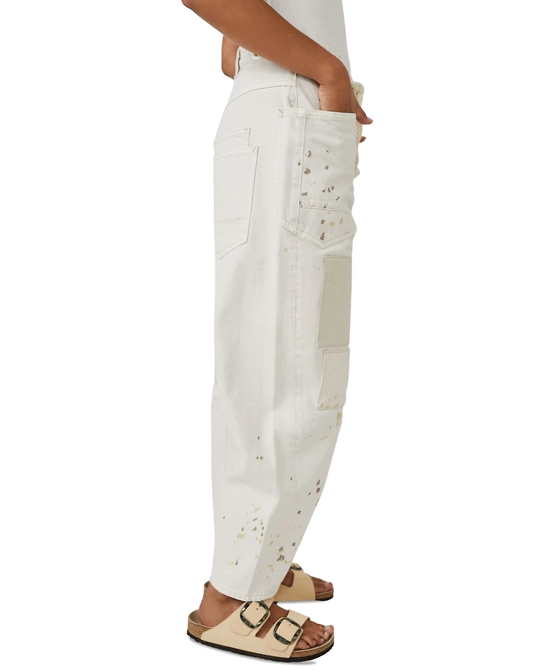 Free People Women's Moxie Drawstring Barrel-Leg Jeans