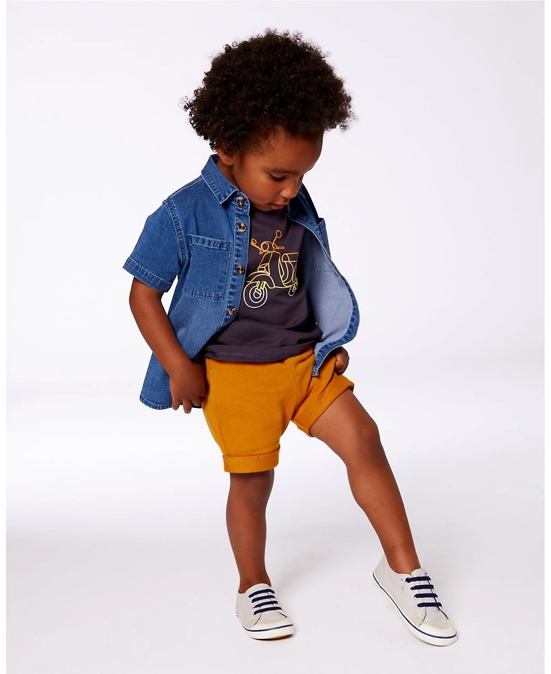 Deux par Deux Baby Boys French Terry Short Vibrant Orange