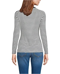 Lands' End Women's Polished Rib Tie Henley Top