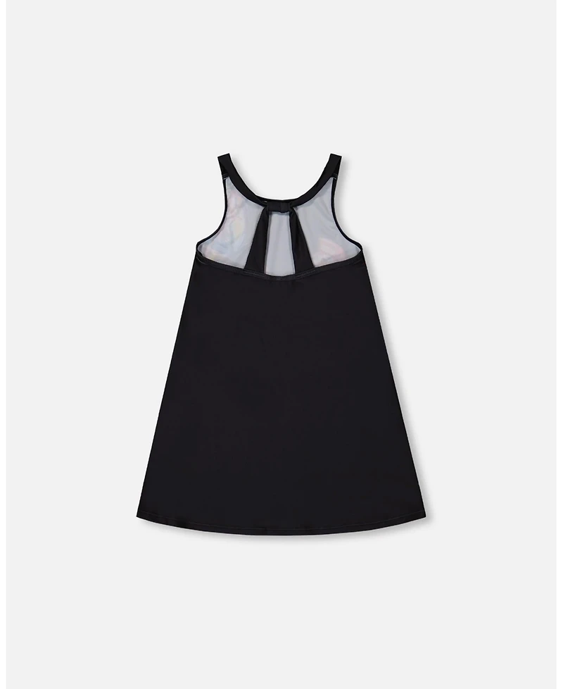Deux par Girl Printed Beach Dress Black And Multicolored Butterflies - Toddler|Child