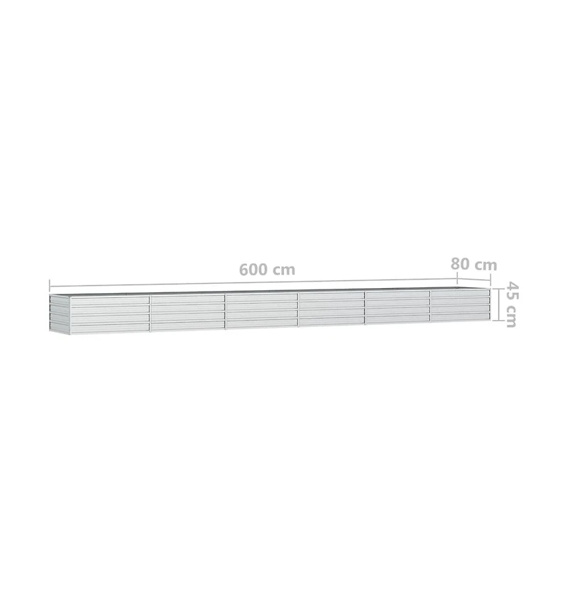 Garden Raised Bed 236.2"x31.5"x17.7" Galvanized Steel Silver