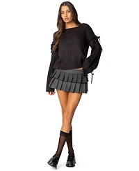 Edikted Womens Double Pleated Pinstripe Mini Skort