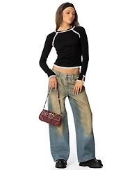 Edikted Womens Edith Lacey Ribbed Top