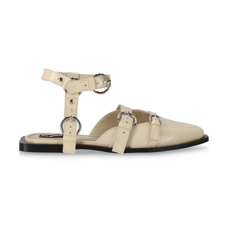 Thalara Onix Cream Leather Ballet Flats